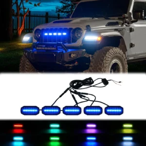 RGB LED Frontgrill-Lichter – Jeep Wrangler (5-teilig)