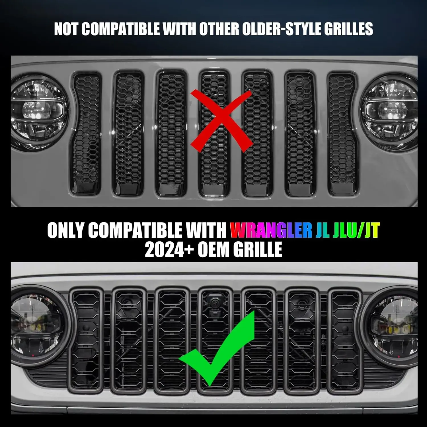 RGB LED Frontgrill-Lichter – Jeep Wrangler (5-teilig) – Bild 2