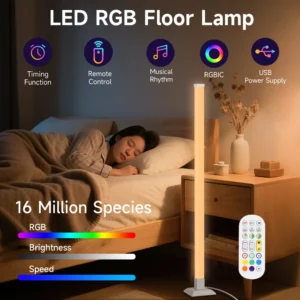 RGB LED Corner Floor Lamp – Ambient Light for Gaming & Living Room