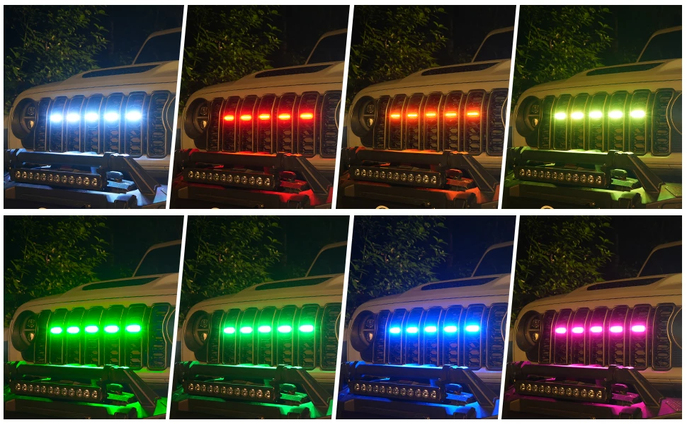 RGB LED Frontgrill-Lichter – Jeep Wrangler (5-teilig) – Bild 6
